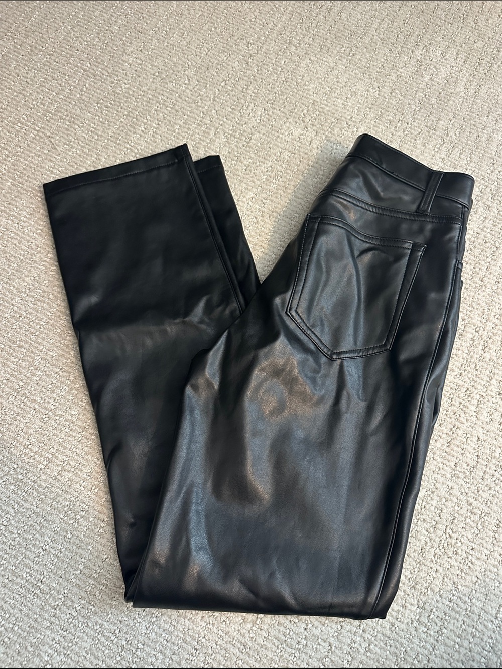 Abercrombie & Fitch Black Faux Leather Straight-Leg Jeans